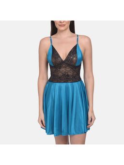 Mod & Shy - Satin & Lace Babydoll - Blue