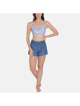 Mod & Shy - Women Printed Non-Padded Cut And Sew Bra Blue