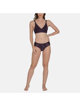 Mod & Shy - Solid Soft Net Lingerie Set Purple