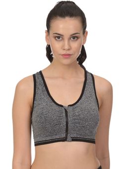 Mod & Shy - Black full coverage Front Zip Closure Medium Impact sports Bra