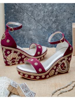 NR by Nidhi Rathi - Women Maroon Wedges Heels