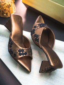 NR by Nidhi Rathi - Women Copper Embellished Sandal Heels