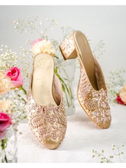 NR by Nidhi Rathi - Women Gold Embellished Mules Heels
