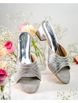 NR by Nidhi Rathi - Women Silver Embellished Sandal Heels