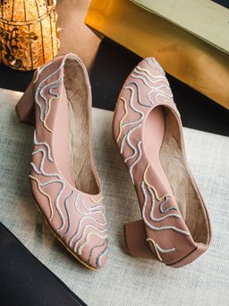NR by Nidhi Rathi - Peach Embellised Pump Heels