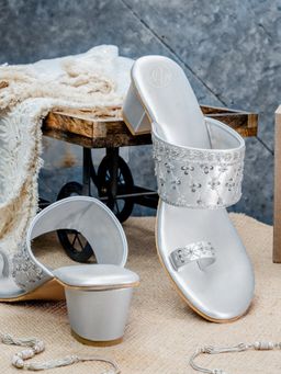 NR by Nidhi Rathi - Women Silver Block Sandal Heels