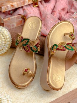 NR by Nidhi Rathi - Women Golden Wedges Heels