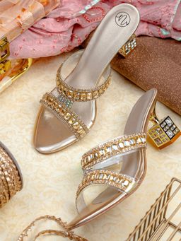 NR by Nidhi Rathi - Golden Block Heels