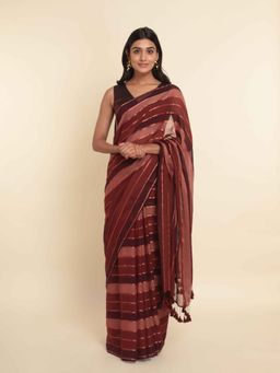 Suta - Multi-Color Stripes Cotton Blend Saree
