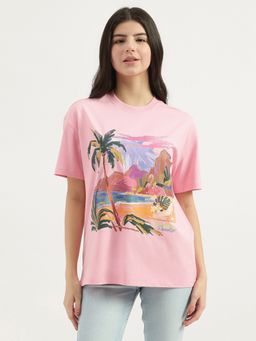 United Colors of Benetton - Pink Round Neck Graphic T-Shirt