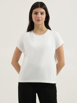 United Colors of Benetton - White Round Neck Self Design T-Shirt