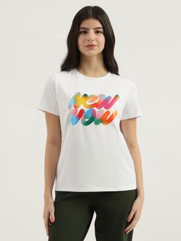 United Colors of Benetton - White Round Neck Printed T-Shirt
