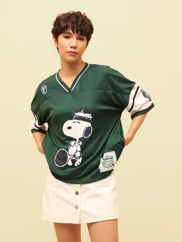 ONLY - Green Peanuts Varisty Printed T-Shirt