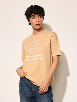 ONLY - Beige Relaxed Fit Typography T-Shirt