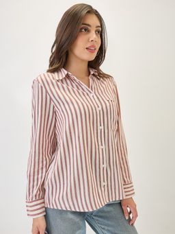 Globus - Women Brown Vertical Stripes Shirt
