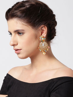 PANASH - Gold-Plated Stone-Studded Drop Earrings
