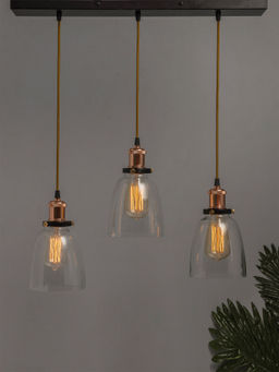 Homesake - Linear Chandelier Glass Bell Light Rose Gold