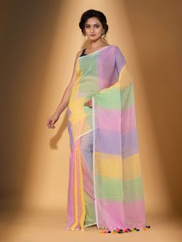 Beatitude - Multicolor Cotton Woven Saree with Unstitched Blouse