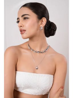 ANANA - Silver Shankh Necklace with Earrings
