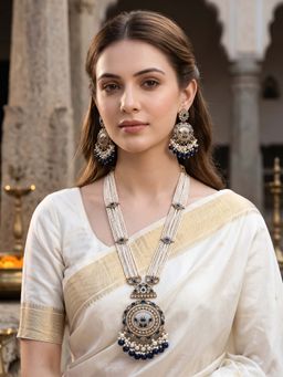 RUNORAA - Navy Blue Velora Tempt Necklace with Earrings