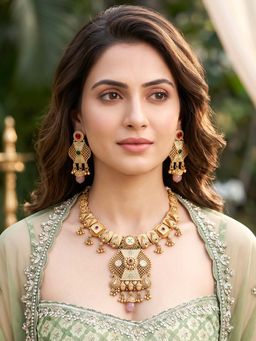 RUNORAA - Multi-Color Aarunika Necklace with Earrings
