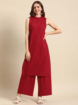 Sutriti - Maroon Women Trendy Cotton Co-Ord Set