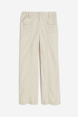 H&M - Women Beige Canvas Cargo Trousers