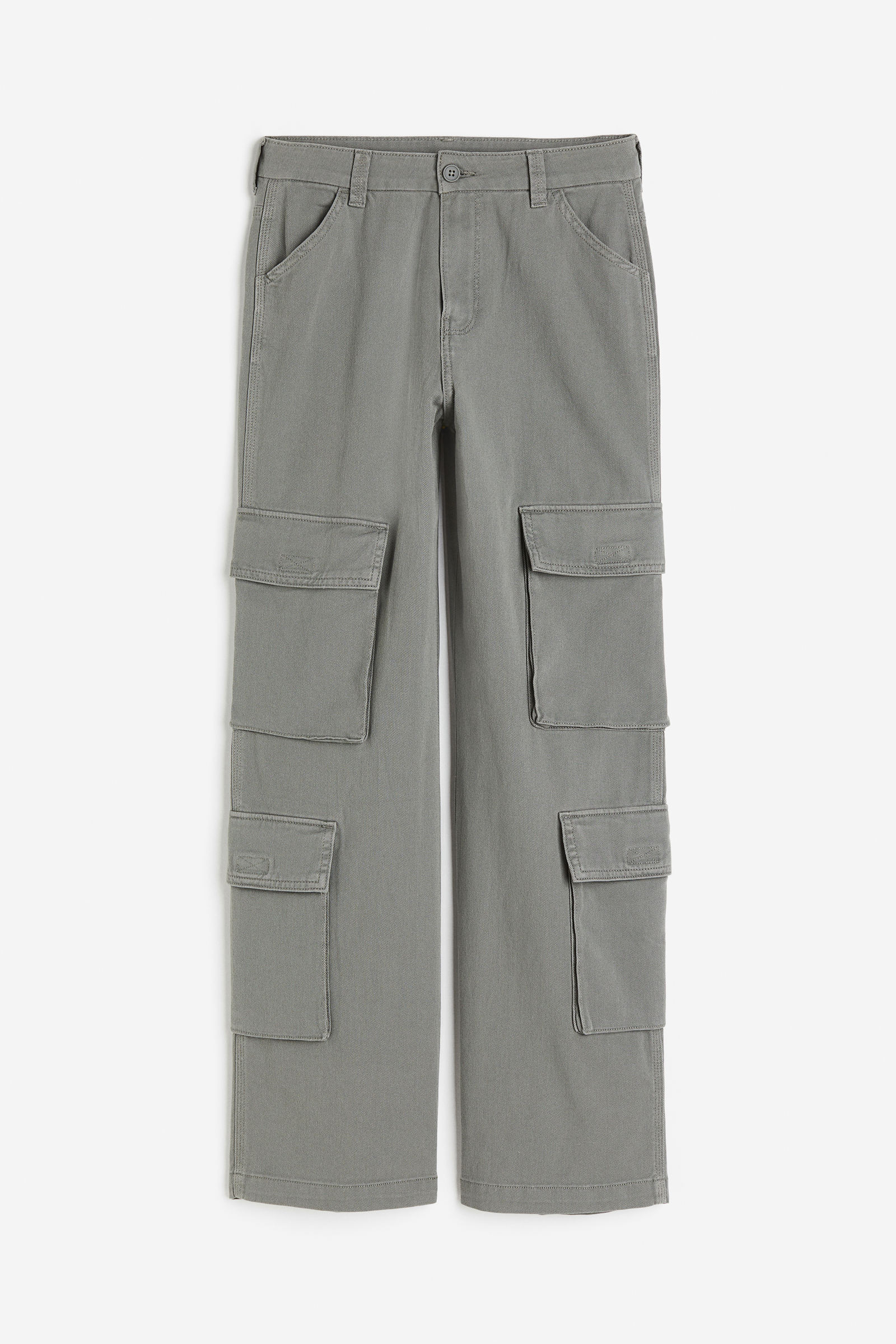 h&m Women Green Twill Cargo Trousers-picture-15