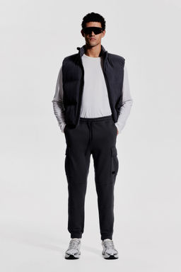 H&M - Men Grey Regular Fit Cotton Cargo Joggers with Drymove