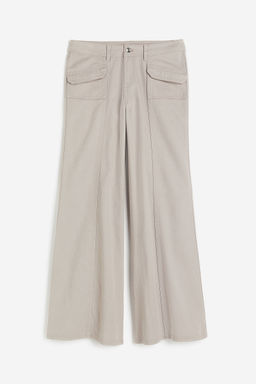 H&M - Women Beige Wide Twill Trousers