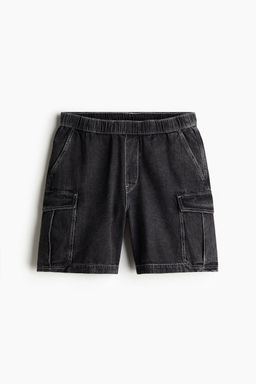 H&M - Men Grey Loose Denim Cargo Shorts