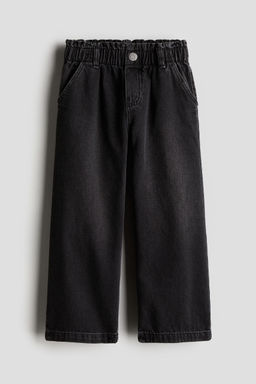 H&M - Girls Black Wide Leg Paper Bag Jeans