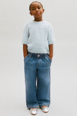 H&M - Girls Blue Wide Leg Paper Bag Jeans