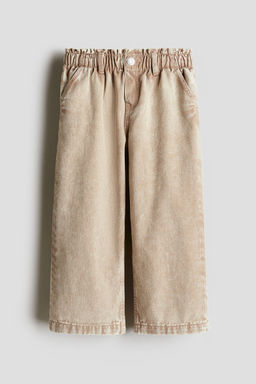 H&M - Girls Beige Wide Leg Paper Bag Jeans