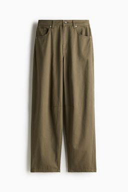 H&M - Women Green Barrel-Leg Twill Trousers