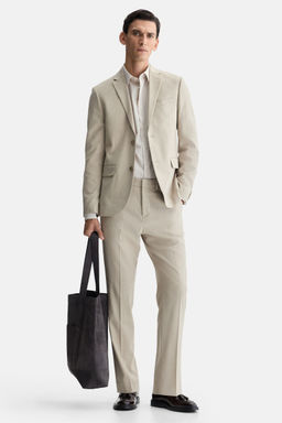 H&M - Men Beige Slim Fit Suit Trousers