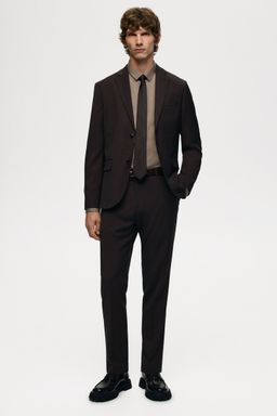 H&M - Men Brown Slim Fit Suit Trousers