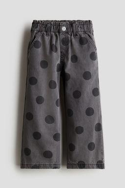 H&M - Girls Grey Patterned Wide Leg Jeans