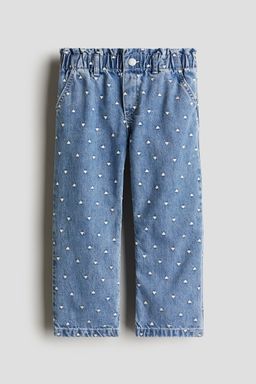 H&M - Girls Blue Patterned Wide Leg Jeans