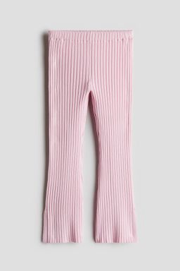 H&M - Girls Pink Flared Rib-Knit Trousers