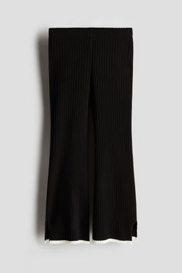 H&M - Girls Black Flared Rib-Knit Trousers