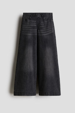 H&M - Girls Black Wide Denim-Look Trousers