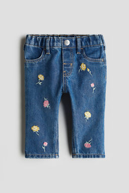 H&M - Girls Blue Embroidery-Detail Jeans