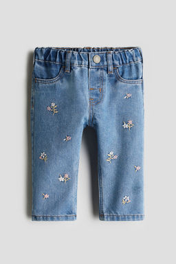 H&M - Girls Blue Embroidery-Detail Jeans