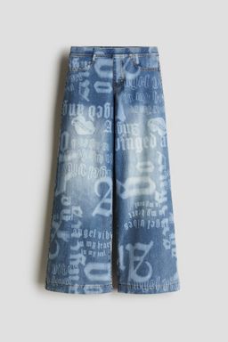 H&M - Girls Blue Wide Denim-Look Trousers