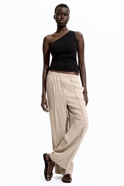 H&M - Women Beige Pull-On Twill Trousers