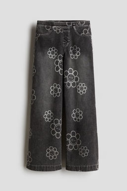 H&M - Girls Grey Wide Denim-Look Trousers