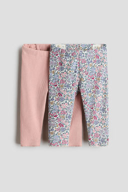 H&M - Girls 2-Pack Ribbed Cotton Leggings