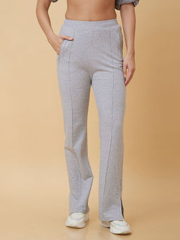 Being Human - Grey Melange Wide Leg Fit Women Trackpant