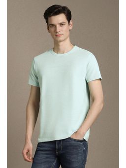 Louis Philippe - Men Light Blue Solid Crew Neck T-shirt